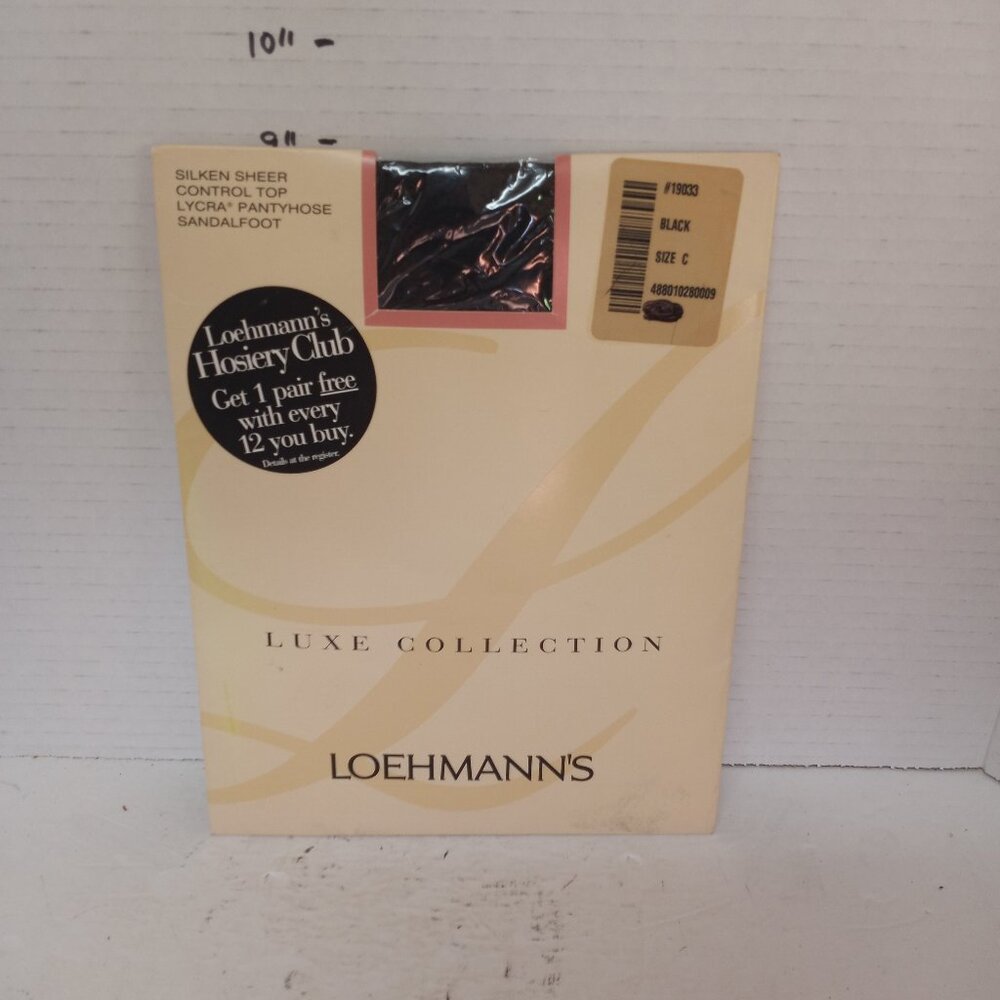 Loehmanns Luxe Collection Silken Sheer Control Top Lycra Pantyhose Sandalfoot Bl